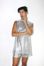Load image into Gallery viewer, Silver Sequin Muscle Tee