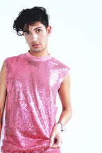 Load image into Gallery viewer, Pink Sequin Muscle Tee