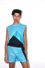 Load image into Gallery viewer, Blue Asymmetrical Muscle Tee
