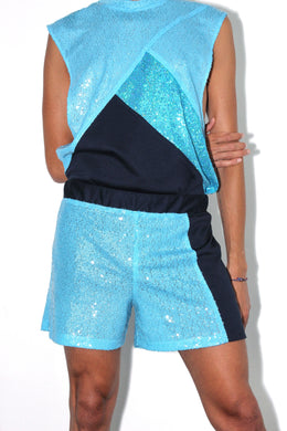 Blue Asymmetrical Shorts