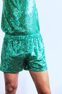 Green Sequin Shorts