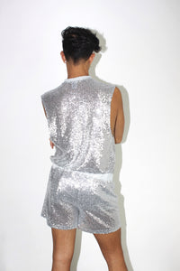 Silver Sequin Shorts