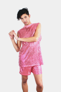 Pink Sequin Shorts