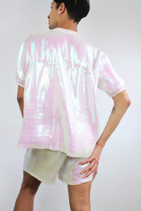 White & Pink Sequin Box Tee