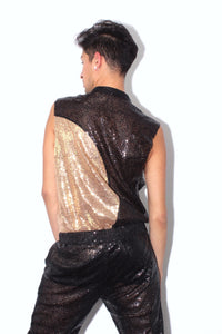 Black/Gold Sequin Muscle Tee