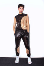 Load image into Gallery viewer, Black/Gold Sequin Track Pants
